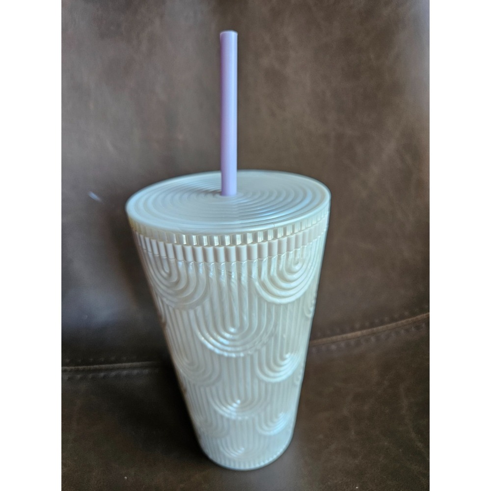 Starbucks White Pearl Shell Mermaid Siren Scales Cold Cup‎ Tumbler * 16 oz - Picture 3 of 4